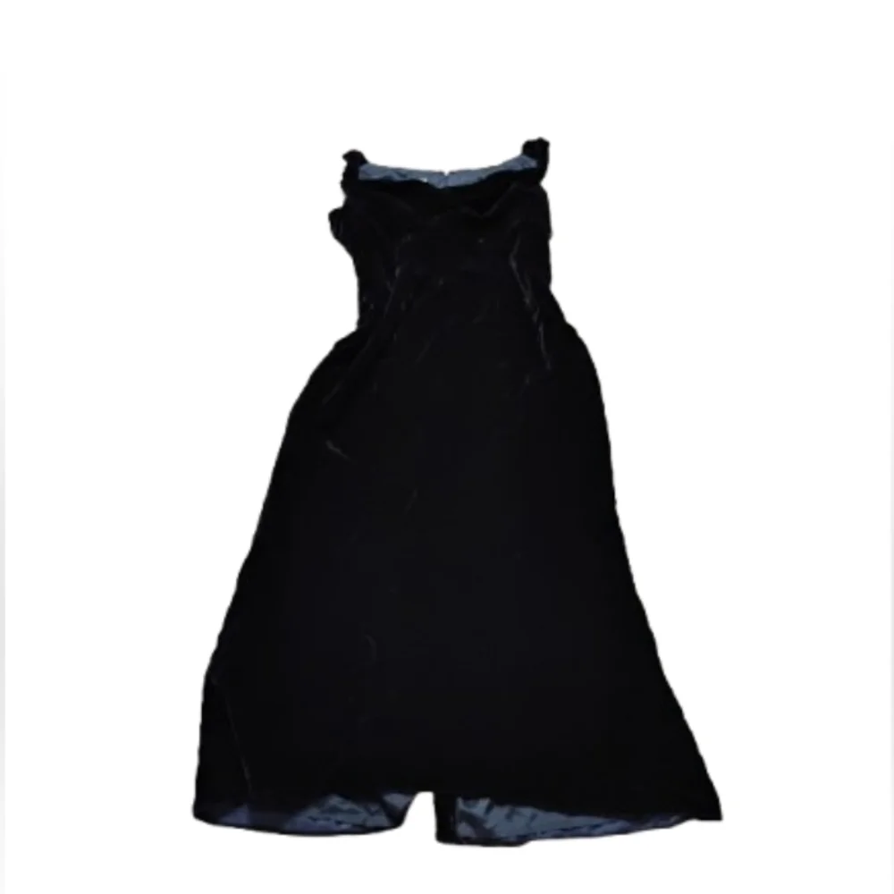 Vintage 1990s Cowl Neck Blue Velvet Dress